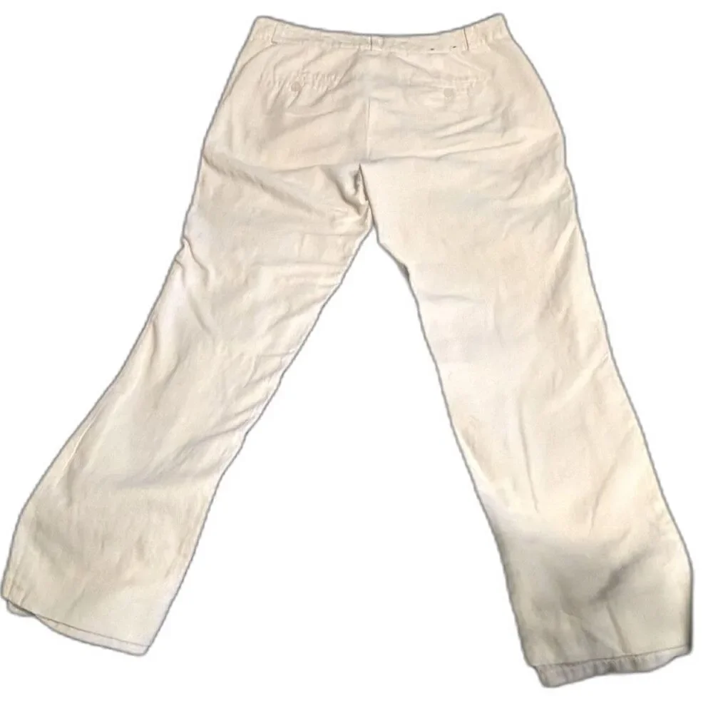 Banana Republic Hampton Linen Blend Pants Size 4 White Straight Leg Trouser